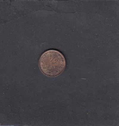 Beschrijving: 1/2 Cent WILHELMINA